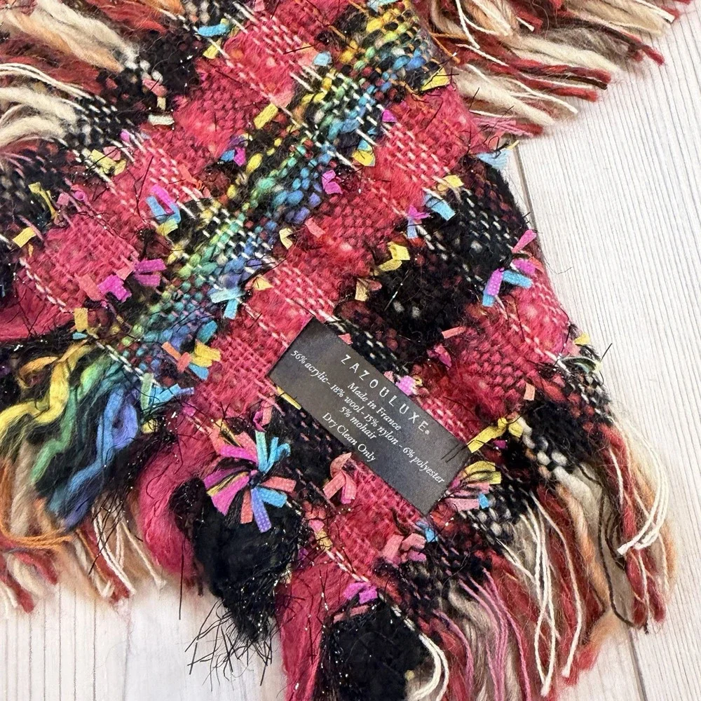 Zazou Luxe Vintage Chunky‎ Knit Fringe Scarf Oblong 9